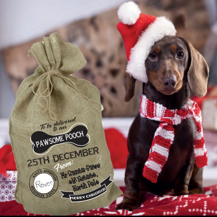 PAWSOME Pooch Personalised Doggie Santa Sack