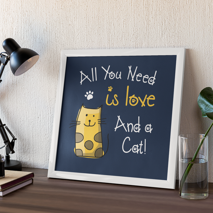 All you need is love and a cat Framed 18" print