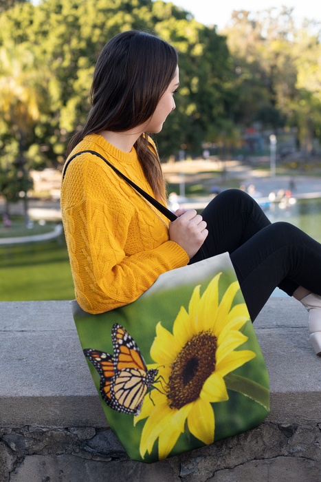 Butterfly and Sunflower Tote Bag
