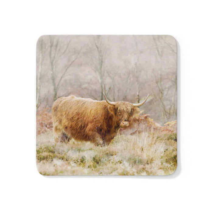 Autumnal Highland Cow Coaster