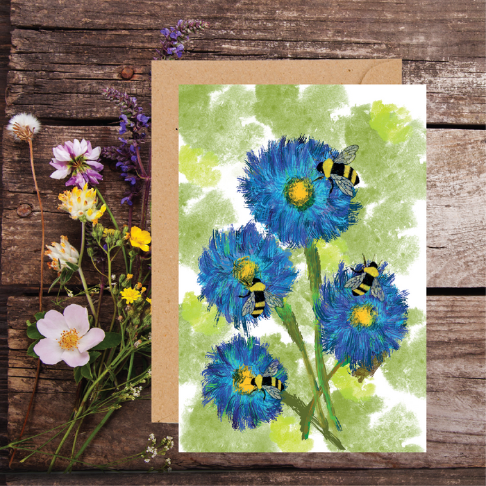 CORNFLOWER BLUE WILDFLOWER PLANTABLE SEED GREETING CARD