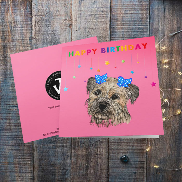 Copy of Border Terrier Birthday Girl Greeting Card
