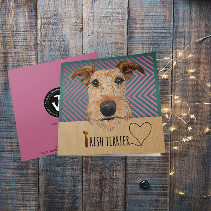 Irish Terrier Vintage Stripe Greeting Card