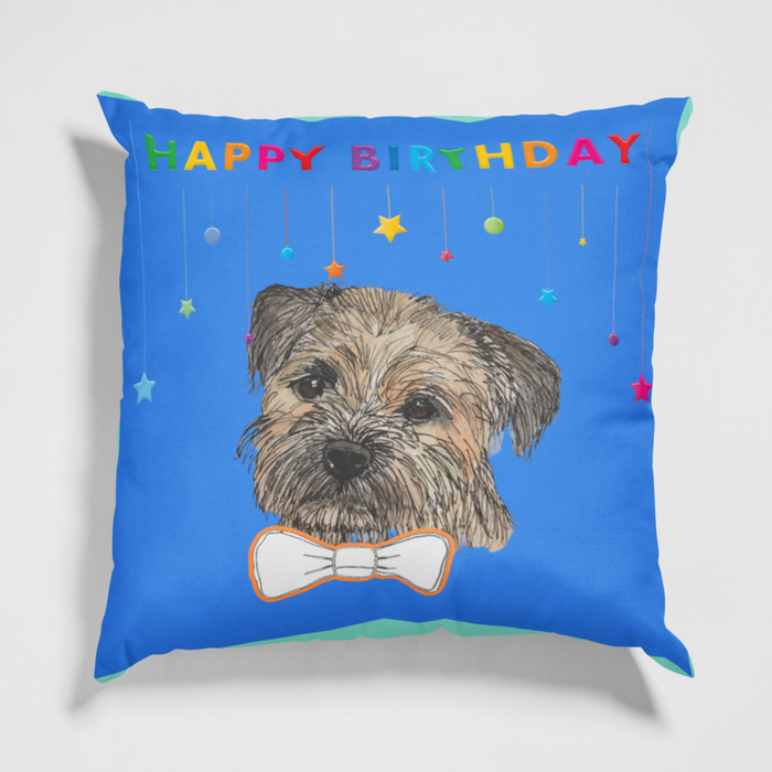 Border Terrier Birthday Boy Cushion