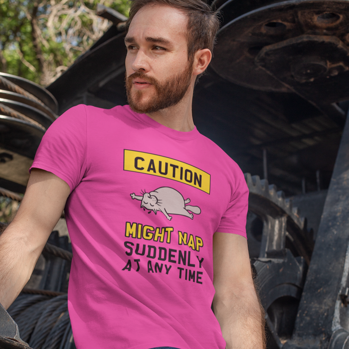 Caution Might cat nap at anytime Humour T-shirt