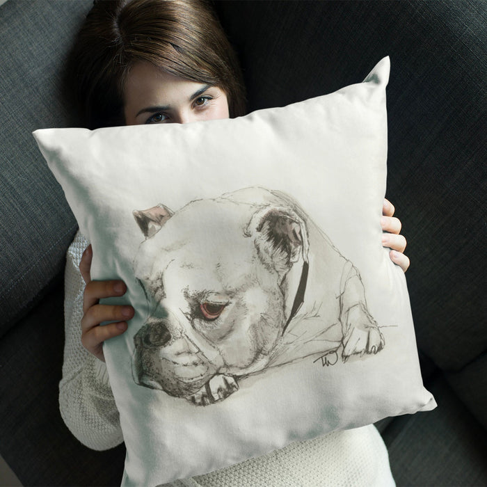 White Staffordshire Bull Terrier Cushion
